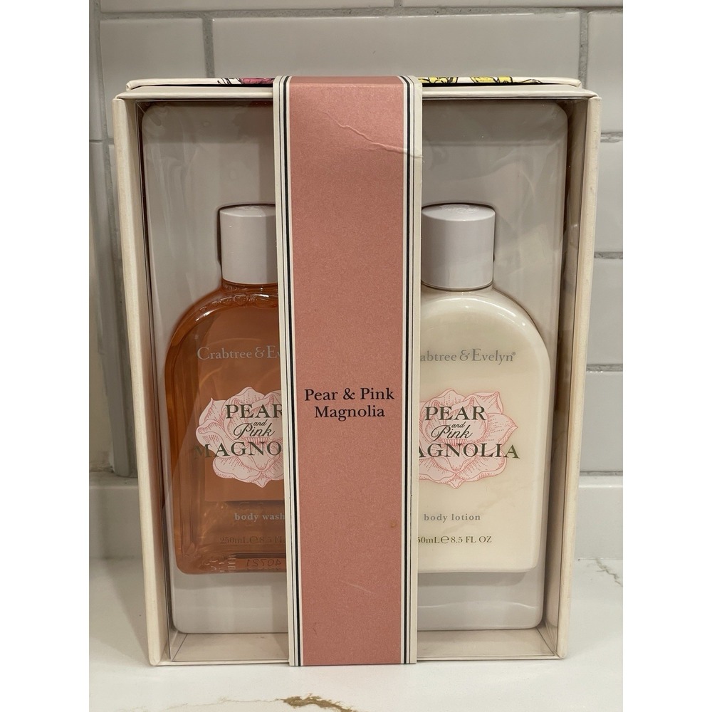 Crabtree & Evelyn Pear & Pink Magnolia Body Wash & Body Lotion 8.5 fl oz New